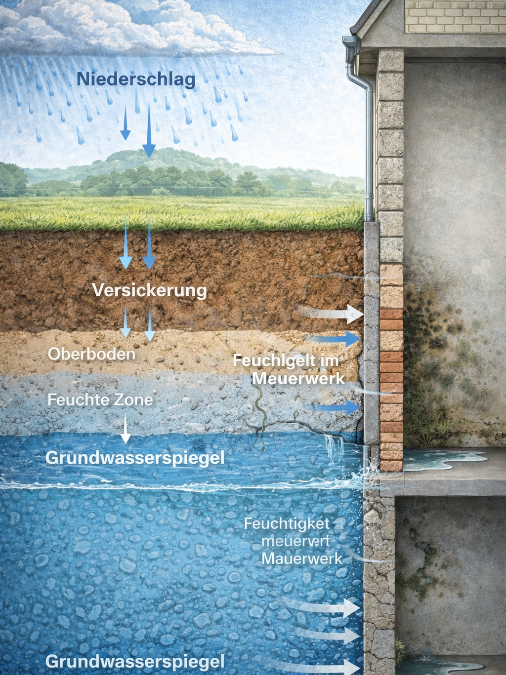 Kapillarer Aufstieg im Mauerwerk
